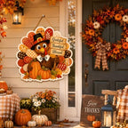 Thanksgiving Decorations - Turkey Pumpkin Wooden Sign for Front Door - Image 2