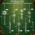 Crystal Christmas Tree Ornaments, Clear Acrylic Snowflake & Icicle, 18pcs - Image 3