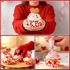 SANNIX 450pcs Valentine's Day Cupcake Liners Red White Love Theme Cupcake Wrappers Paper Wraps Muffin Liners for Valentines Day Wedding Birthday Party Candy Cake Decorations Supplies - Image 7