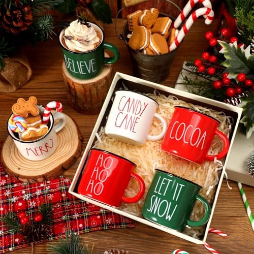 6 Pcs Christmas Coffee Mug Hot Cocoa Red White Mini Coffee Cups - Image 5