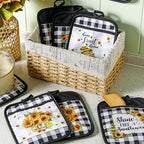 Jingmore 12 Pcs Sunflower Pot Holders Bulk, Black White Plaid with Pocket - Image 3