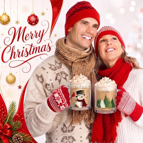 Tioncy 4 Pcs Christmas Glass Coffee Mugs 12 oz - Image 4