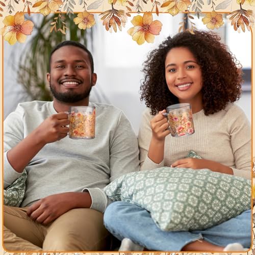 Tioncy 4 Pcs Fall Floral Glass Coffee Mugs 12 oz - Image 5