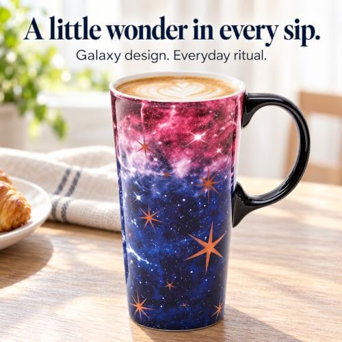 Topadorn 17oz Ceramic Travel Mug with Lid, Galaxy Nebula Space Coffee Mug - Image 5
