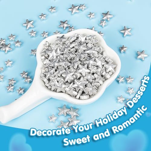 Edible Star Sprinkles,Silver Stars Sprinkle for Cake Decorating,130g Mix - Image 4