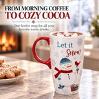 Topadorn Christmas Ceramic Travel Mug, 17oz , Snowman, Let It Snow - Image 4