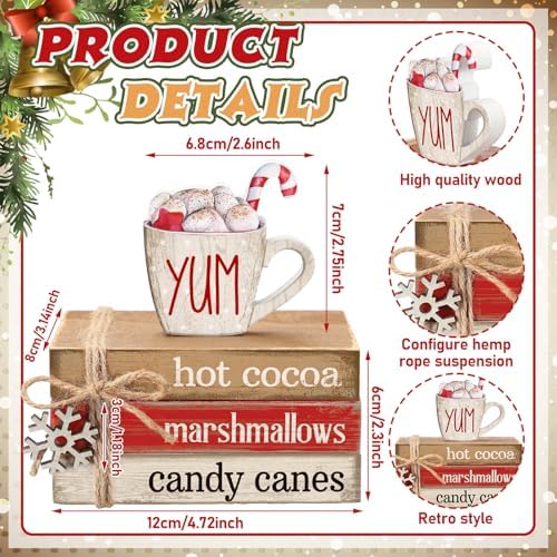 4 Pcs Christmas Table Decorations, Hot Cocoa Bar Wooden Signs - Image 2