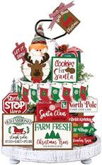Funnymoom 17 Pcs Christmas Tiered Tray Decor Set Winter Tiered Tray Decor by Funnymoom