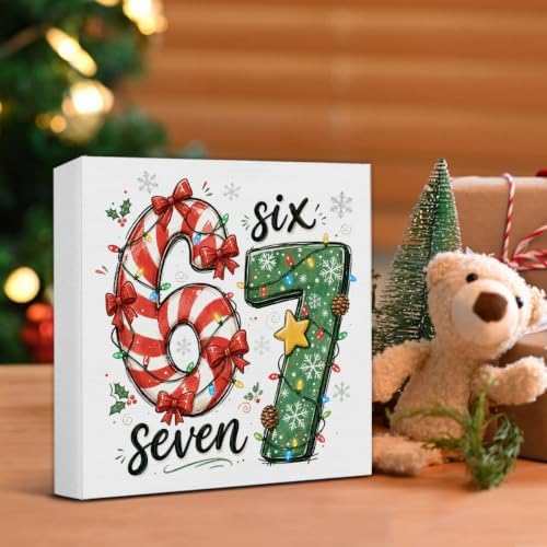 Funny 67 Meme Christmas Decor, Six Seven Christmas Wood Signs - Image 5