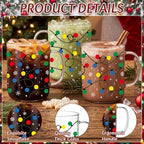 6 Pcs Christmas Glass Mugs with Handle Winter Xmas Coffee Mugs, Light - Image 5