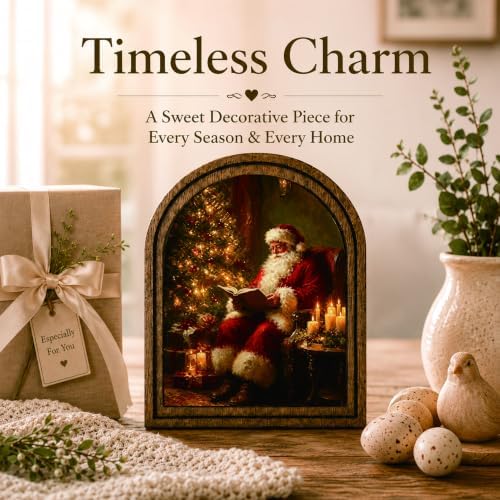 Santa Reading Arched Table Sign, Rustic Christmas Farmhouse Decor - Image 3