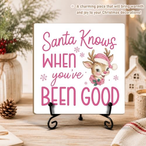 Christmas Wooden Signs Decor Funny Wood Plaque with Support Stand - Image 4