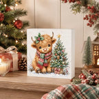 Highland Cow Christmas Decor, Cute Christmas Tree Decor Wooden Box Sign - Image 5