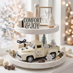 Snowman Truck Decor, Beige Christmas Pickup with Polar Bear Snowflakes - Image 5