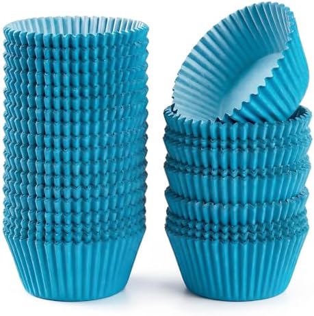 200 Paper Cupcake Liners, Muffin Liners or Baking Cups for Desserts, Muffins, Cupcakes and More Treats; Grease Proof, No Smell, Food Grade, Nut Serving Containers (Blue) by Happy+Hippo