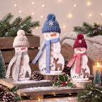 Suzile 3 Pcs Christmas Snowman Decoration Rustic Wooden Winter Indoor Decor - Image 2