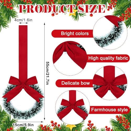 Retrowavy 12 Pcs Small Christmas Kitchen Cabinet Wreaths with Ribbon - Image 2