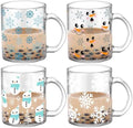 Tioncy 4 Pcs Christmas Snowman Glass Mugs, 12 oz Winter Coffee Cups by Tioncy