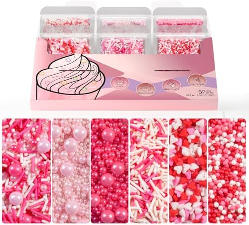 Pink Sprinkles, Red and Pink Heart Sprinkles Mix for Cakes, Cupcakes, 180g by Unknown