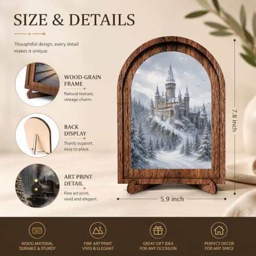 Winter Arched Table Sign, Rustic Snow Castle Farmhouse Decor - Image 2