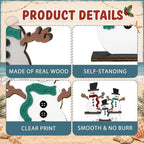Suzile 3 Pcs Christmas Snowman Decorations, Wooden Tabletop Winter Decor - Image 5