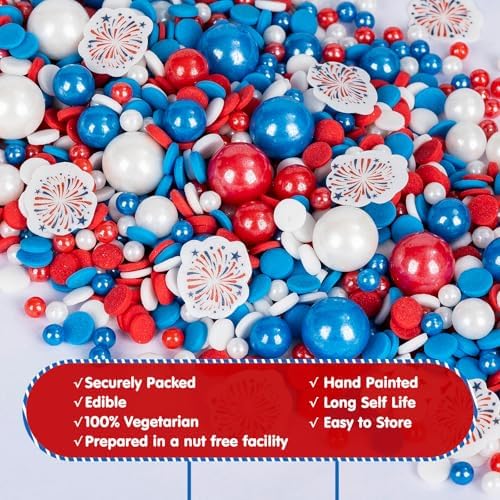 Edible Red White Blue Confetti Sprinkles,Patriotic Fireworks Sprinkles,130g - Image 6