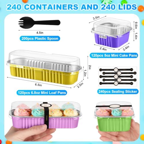 LemonRoad Mini Loaf Pan with Lids and Spoons, Candy Colors, 240 Sets - Image 2