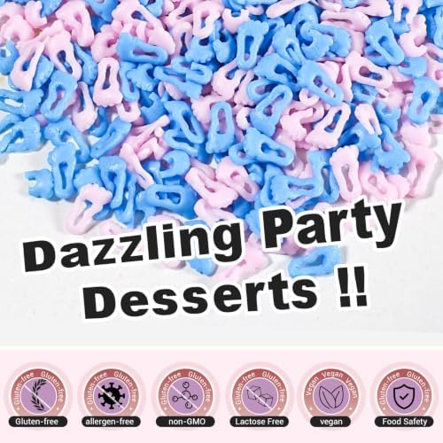 Pink and Blue Cake Sprinkles with Baby Feet, Gender Reveal Sprinkles, 180g - Image 4