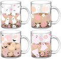 Tioncy 4 Pcs Halloween Coffee Mugs 12 oz Cute Pink Ghost Glass Cups by Tioncy