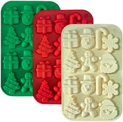 Christmas Silicone Molds - 3Pcs Christmas Candy Molds with Gingerbread Man Santa Claus molds for Chocolate Candy Fondant CupcakeGummy Mold for Baking by Unknown