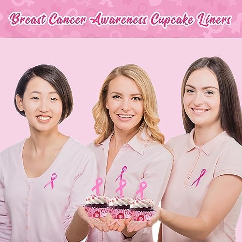SANNIX 450 pcs Breast Cancer Cupcake Liners, Pink Ribbon Baking Cups - Image 6
