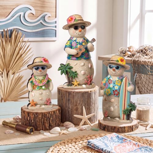 Suzile 3 Pcs Christmas Tropical Snowman Decorations Wooden Indoor Decor - Image 2