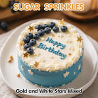 Edible Candy Star Sprinkles for Cake Decorations,Gold White Sprinkle Mix - Image 3