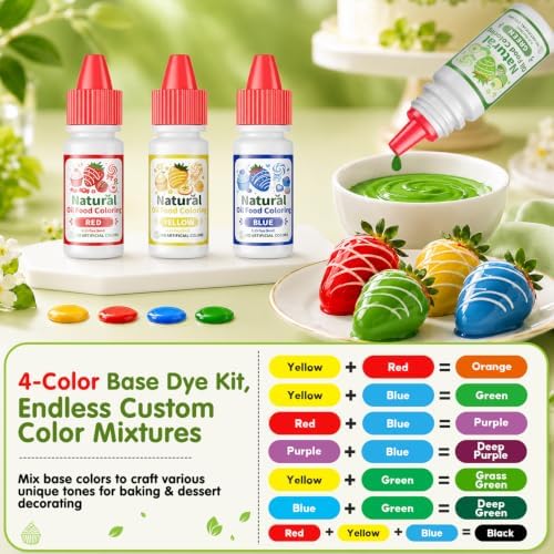 Natural Oil Food Coloring 4x6ml Oil Soluble Dye for Chocolate & Candy Melts - Image 3