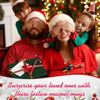 Yaomiao 6 Pack Christmas Enamel Mugs 12 Oz Cups,Merry Bright,Red - Image 4