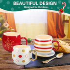 Jinei 6 Pcs Christmas Mug Set Christmas Ball Coffee Mug, Gold,Red, Retro - Image 6