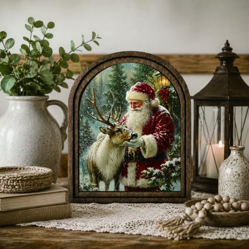 Santa Reindeer Arched Table Sign, Christmas Farmhouse Shelf Decor - Image 7