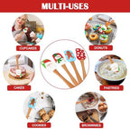 BOYAN 4PCS Christmas Silicone Spatula with Wooden Handle for Baking - Image 3
