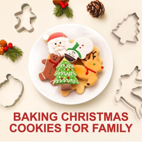 Christmas Silicone Spatula Set, 7PCS Baking Tools with Cookie Cutters - Image 4