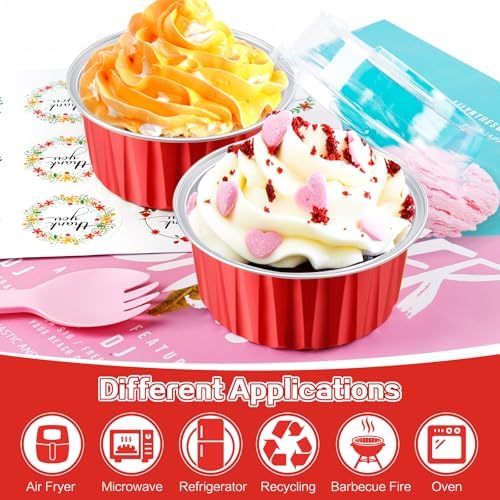 Red Mini Cake Pans with Lids, 5oz Round Mini Loaf Pan ZOXILEN, 30Pack - Image 4