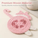Coasters Gifts for Cat Lovers 5PCS Cat Coaster Woven Creative Cat Coaster - Image 4