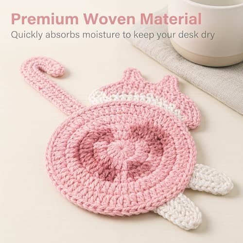 Coasters Gifts for Cat Lovers 5PCS Cat Coaster Woven Creative Cat Coaster - Image 4