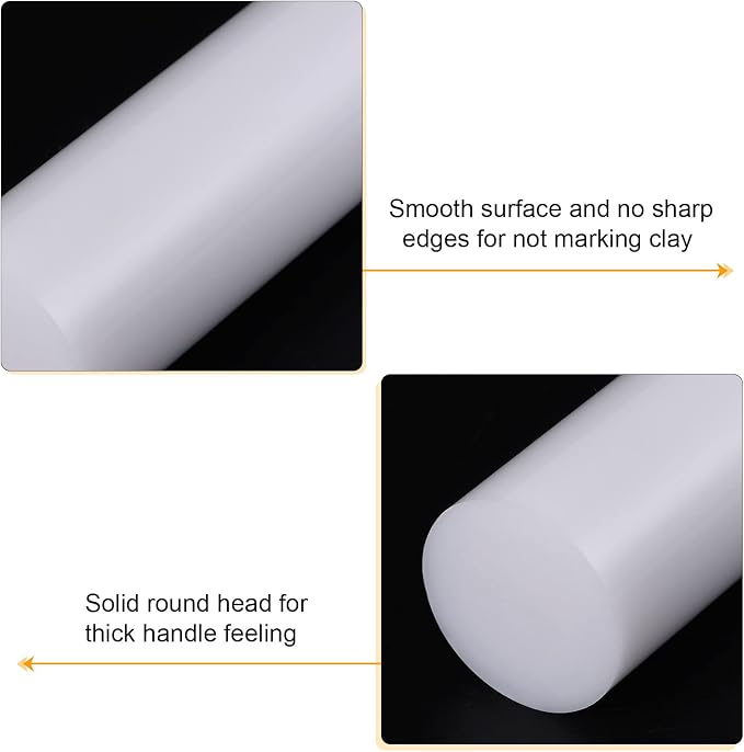 HARFINGTON Acrylic Clay Roller 7.28 Inch x 1 Inch Solid Non-Stick Plastic Round - Image 4