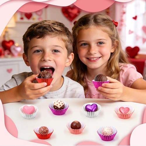400Pcs Valentine's Day Mini Foil Cupcake Liners Red Pink Silver - Image 4