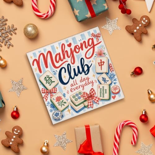 Christmas Mahjong Decor, Chinoiserie Mahjong Club Wooden Sign Decorations - Image 4