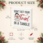 Don't Get Your Tinsel in a Tangle Sign, Funny Christmas Wood Box Decor - Image 3