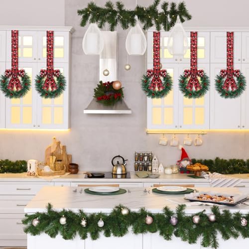 Retrowavy 12 Pcs Small Christmas Kitchen Cabinet Wreaths with Ribbon - Image 6