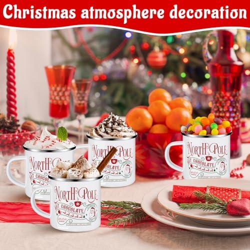 Christmas Enamel Mug Set of 12, 12 oz North Pole Hot Chocolate Mug Christmas Coffee Mugs Funny Novelty Holiday Mugs Stocking Stuffer Gift for Kids Women Friends Coworkers Family - Image 5