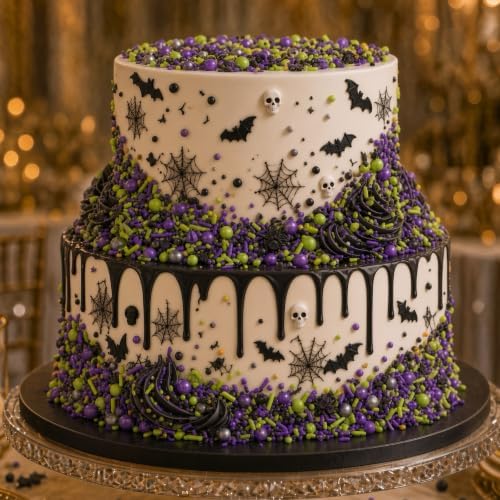 Green & Black & Purple Spiders Sprinkles Mix Size Halloween Themed Cake Decorations Cupcake Toppers Perfect for Wedding Valentine Supplies 4.58OZ - Image 3