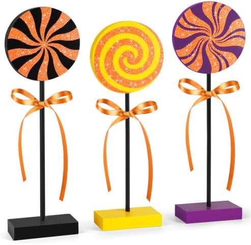 3 PCS Halloween Table Decorations Cute Wooden Candy Sign Set,Shiny by Sereliy